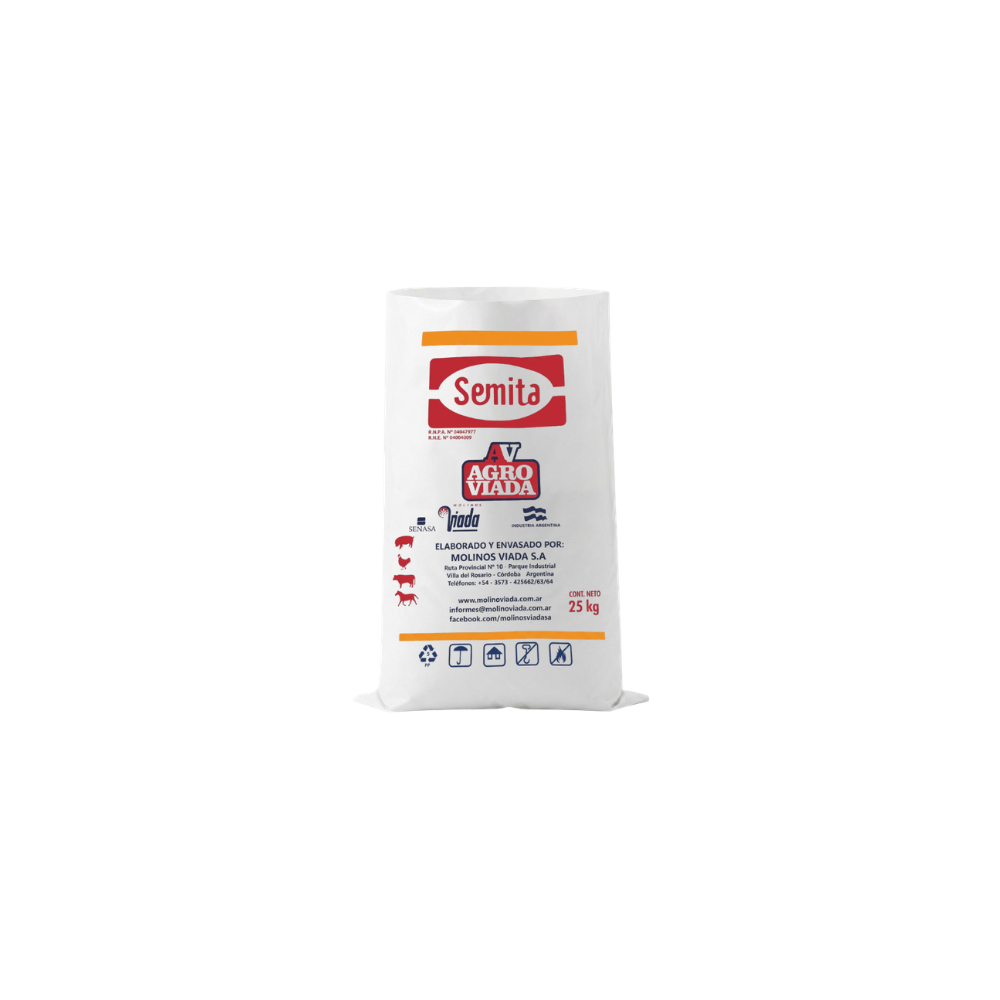 Semita Agro Viada — subproducto de molienda de trigo certificado SENASA, bolsa 25 kg