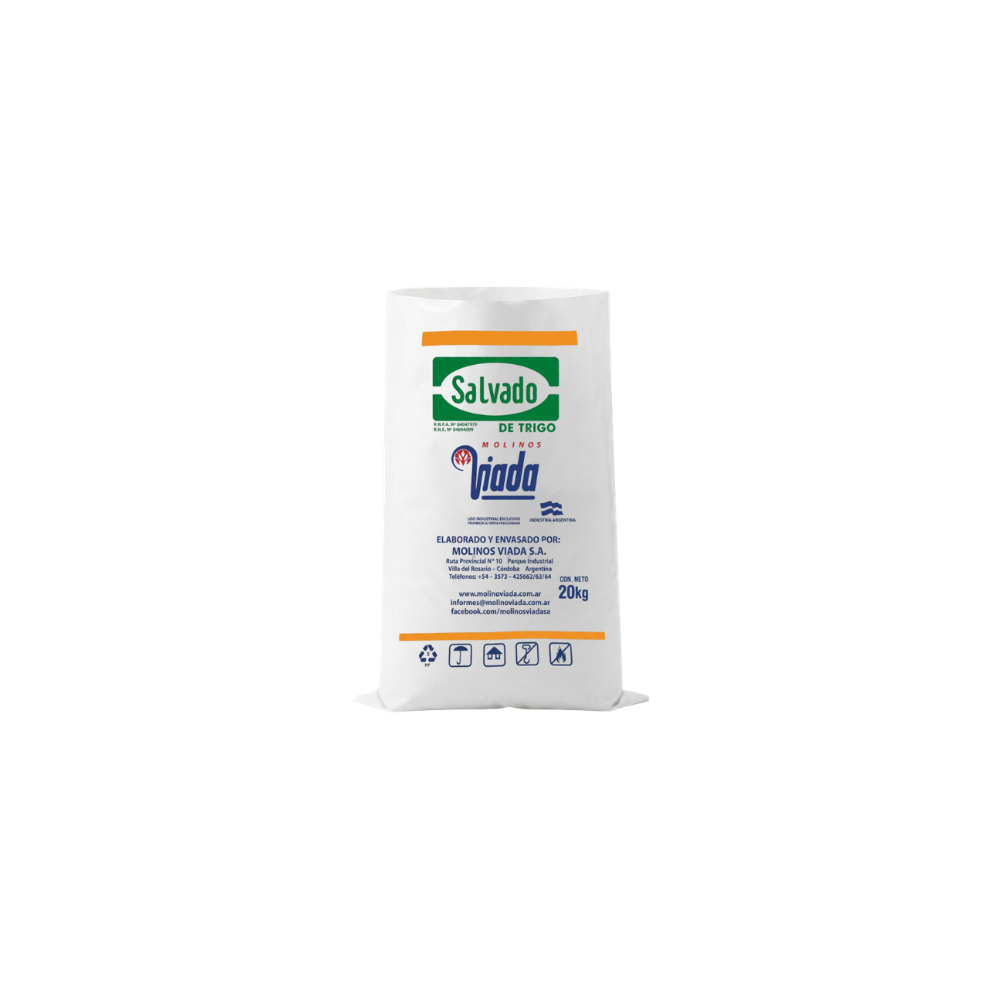 Salvado de Trigo Viada — fibra dietaria certificada para consumo humano, bolsa 20 kg