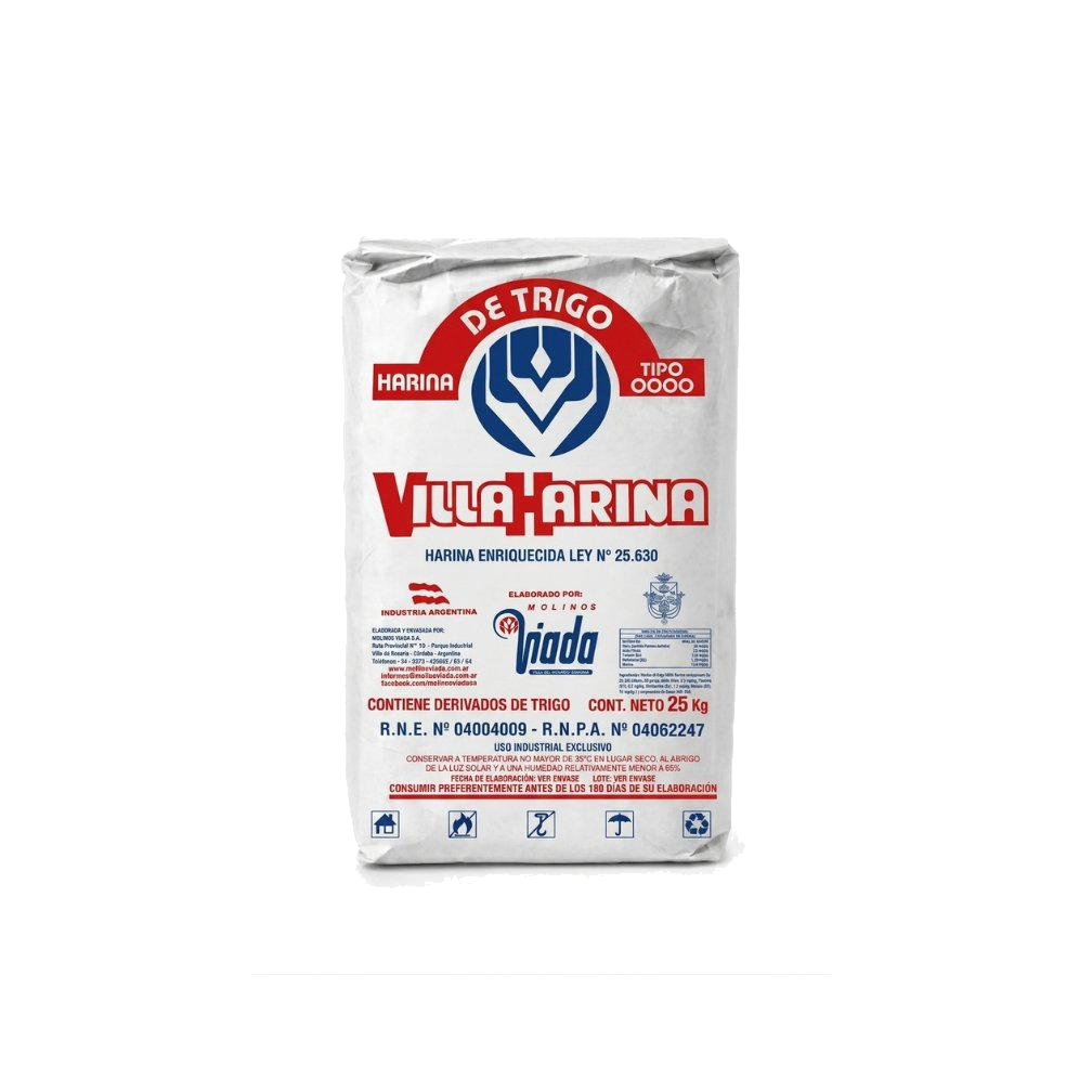 Villa Harina Tipo 0000 — harina extrablanca para pastelería y facturas, bolsa 25 kg